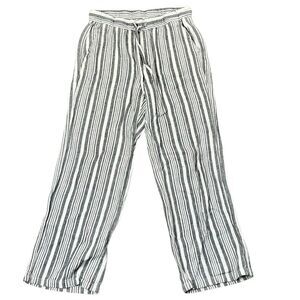 Old Navy High-Waisted Striped Linen-Blend Wide-Leg Pants Small